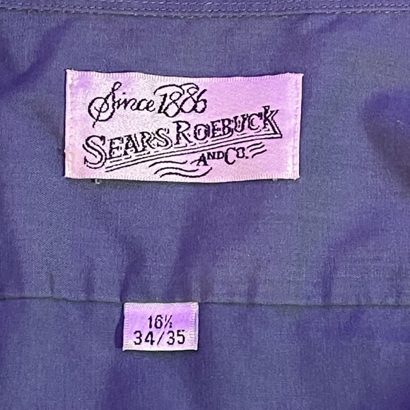 Sears Roebuck Single Needle Made in the USA Blue Dress Shirt - 16 1/2 34/35 - Picture 4 of 4